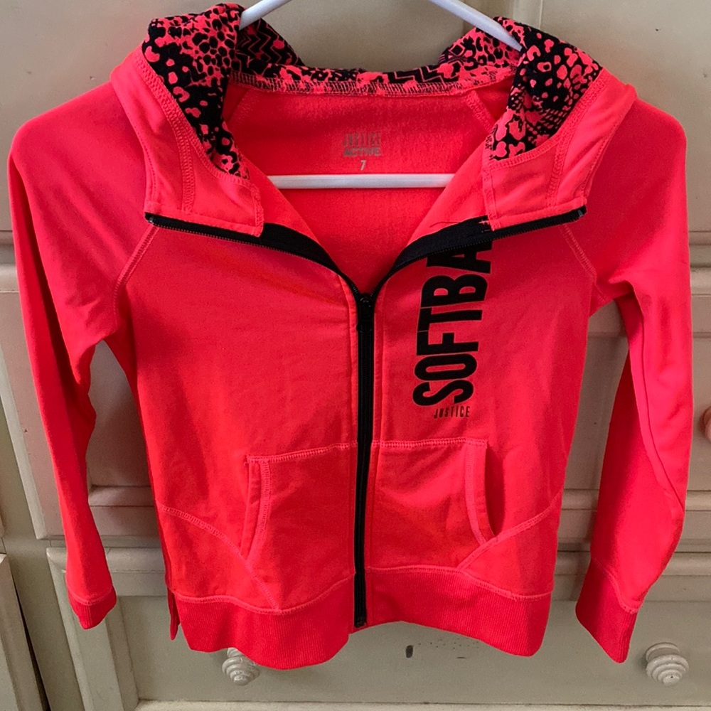 Girls , size 7 . Fluorescent pink  hoody .